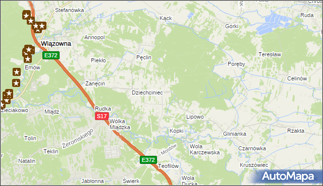 mapa Malcanów gmina Wiązowna, Malcanów gmina Wiązowna na mapie Targeo