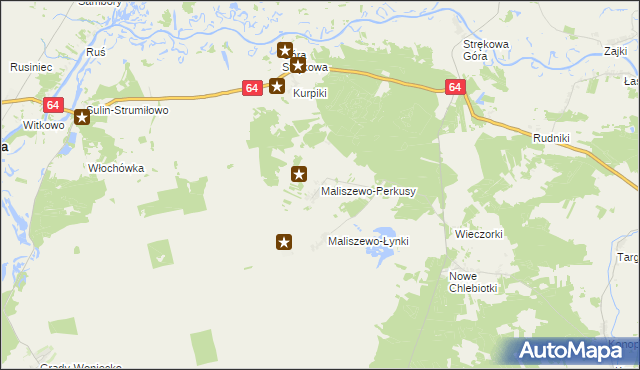 mapa Maliszewo-Perkusy, Maliszewo-Perkusy na mapie Targeo