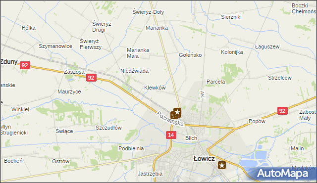 mapa Małszyce gmina Łowicz, Małszyce gmina Łowicz na mapie Targeo