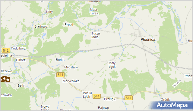 mapa Mały Łęck Osada, Mały Łęck Osada na mapie Targeo