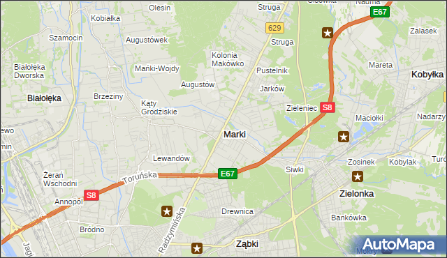 mapa Marki powiat wołomiński, Marki powiat wołomiński na mapie Targeo