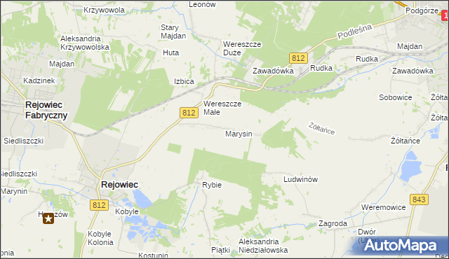 mapa Marysin gmina Rejowiec, Marysin gmina Rejowiec na mapie Targeo