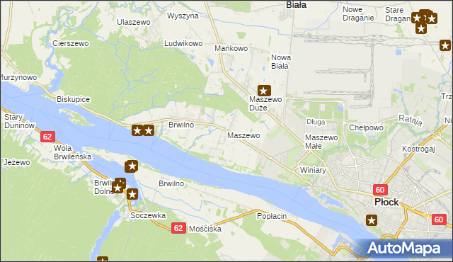 mapa Maszewo gmina Stara Biała, Maszewo gmina Stara Biała na mapie Targeo