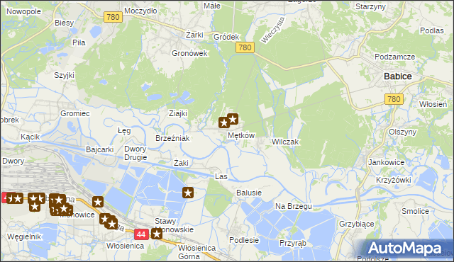 mapa Mętków, Mętków na mapie Targeo