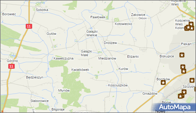 mapa Miedzianów, Miedzianów na mapie Targeo