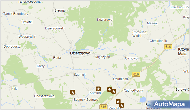 mapa Międzyleś gmina Dzierzgowo, Międzyleś gmina Dzierzgowo na mapie Targeo