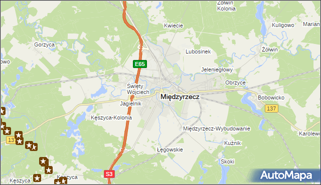 mapa Międzyrzecz, Międzyrzecz na mapie Targeo