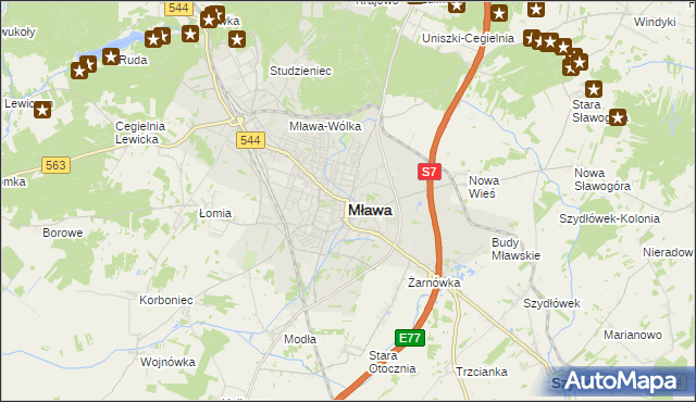 mapa Mława, Mława na mapie Targeo