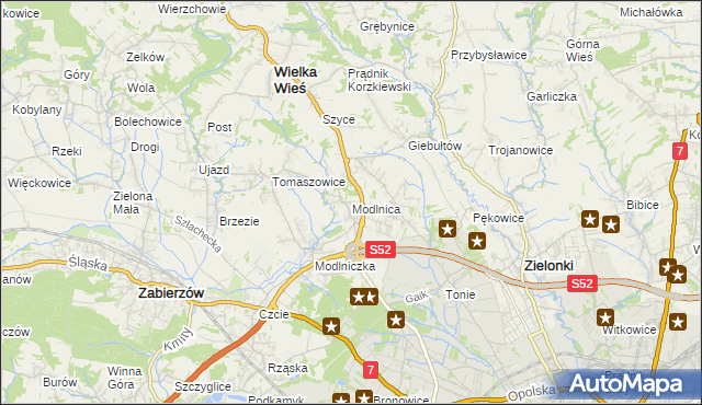 mapa Modlnica, Modlnica na mapie Targeo