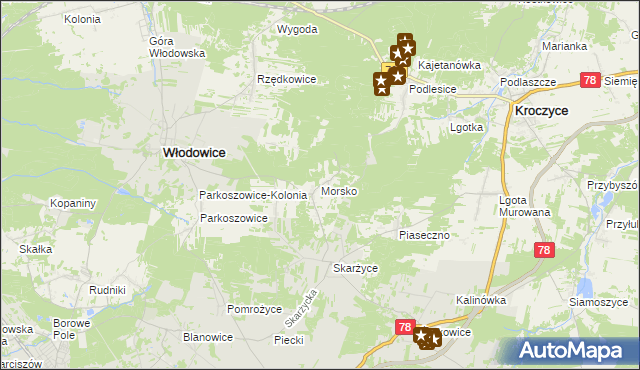 mapa Morsko gmina Włodowice, Morsko gmina Włodowice na mapie Targeo