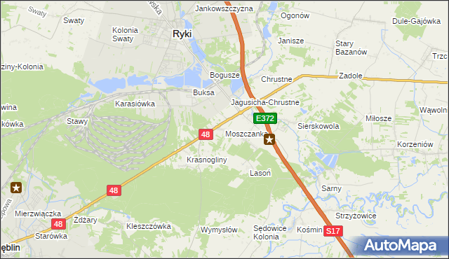 mapa Moszczanka gmina Ryki, Moszczanka gmina Ryki na mapie Targeo