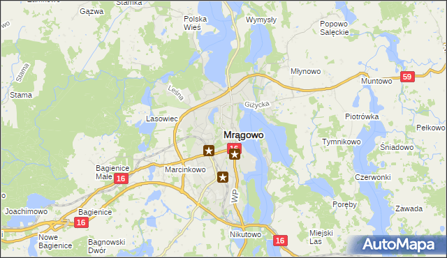 mapa Mrągowo, Mrągowo na mapie Targeo