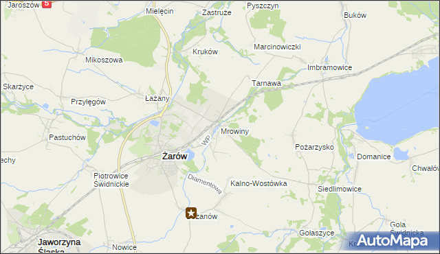 mapa Mrowiny gmina Żarów, Mrowiny gmina Żarów na mapie Targeo