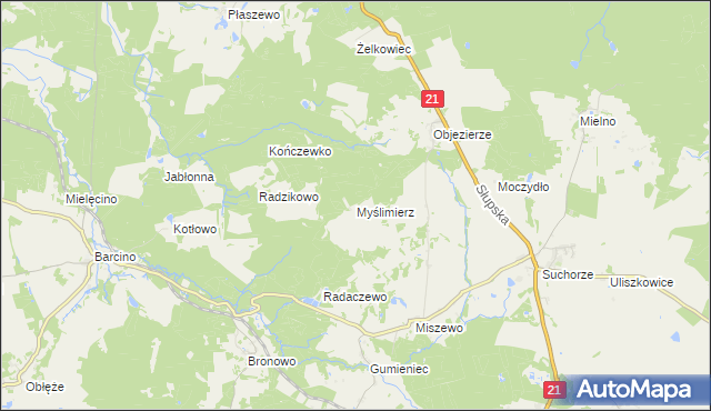 mapa Myślimierz, Myślimierz na mapie Targeo