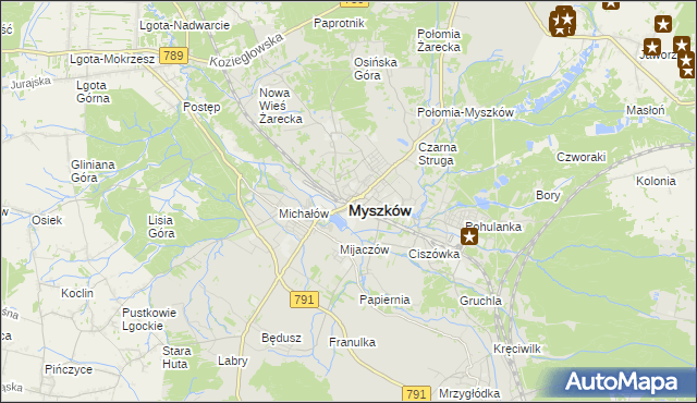 mapa Myszków, Myszków na mapie Targeo