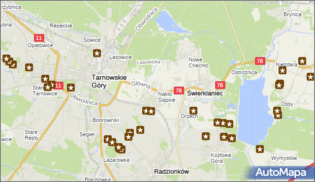 mapa Nakło Śląskie, Nakło Śląskie na mapie Targeo