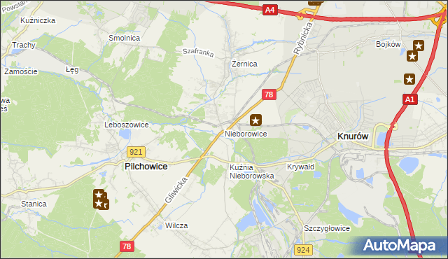 mapa Nieborowice, Nieborowice na mapie Targeo