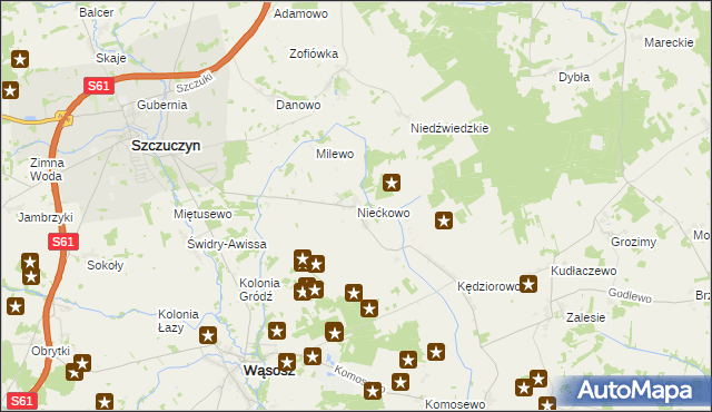 mapa Niećkowo, Niećkowo na mapie Targeo