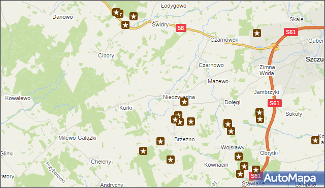 mapa Niedźwiadna, Niedźwiadna na mapie Targeo