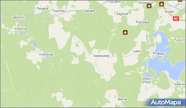 mapa Niedźwiedź gmina Łagów, Niedźwiedź gmina Łagów na mapie Targeo