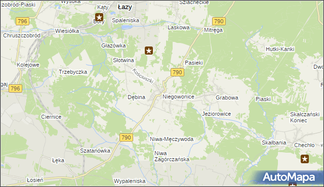 mapa Niegowonice, Niegowonice na mapie Targeo