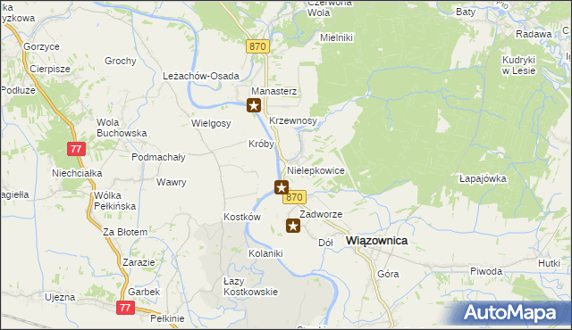 mapa Nielepkowice, Nielepkowice na mapie Targeo