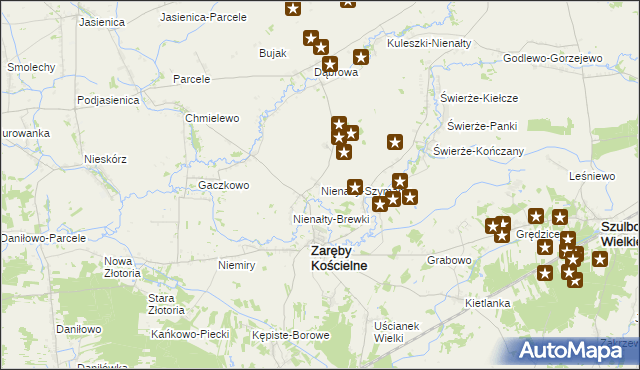 mapa Nienałty-Szymany, Nienałty-Szymany na mapie Targeo