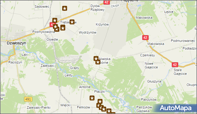 mapa Niwiska Górne, Niwiska Górne na mapie Targeo