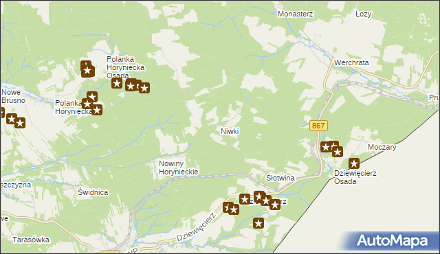 mapa Niwki gmina Horyniec-Zdrój, Niwki gmina Horyniec-Zdrój na mapie Targeo