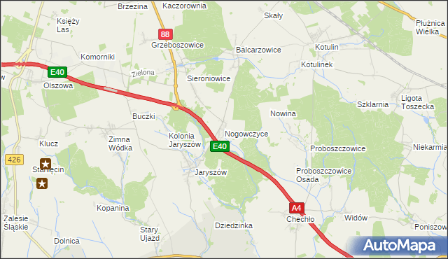 mapa Nogowczyce, Nogowczyce na mapie Targeo