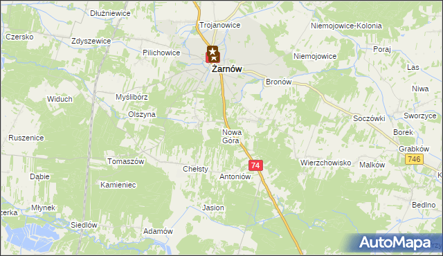 mapa Nowa Góra gmina Żarnów, Nowa Góra gmina Żarnów na mapie Targeo