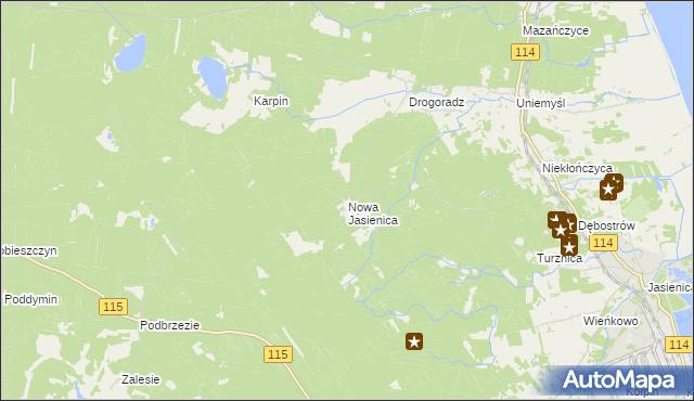 mapa Nowa Jasienica, Nowa Jasienica na mapie Targeo