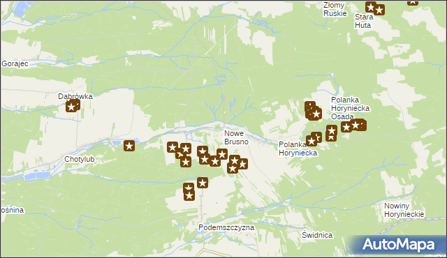 mapa Nowe Brusno, Nowe Brusno na mapie Targeo