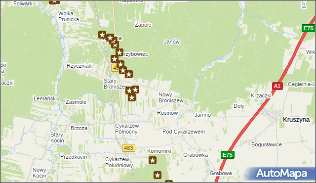 mapa Nowy Broniszew, Nowy Broniszew na mapie Targeo