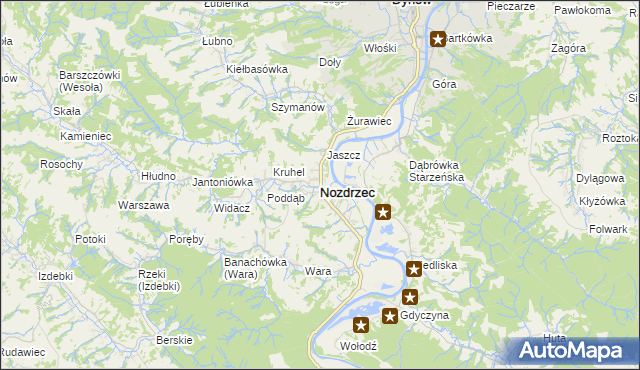 mapa Nozdrzec, Nozdrzec na mapie Targeo