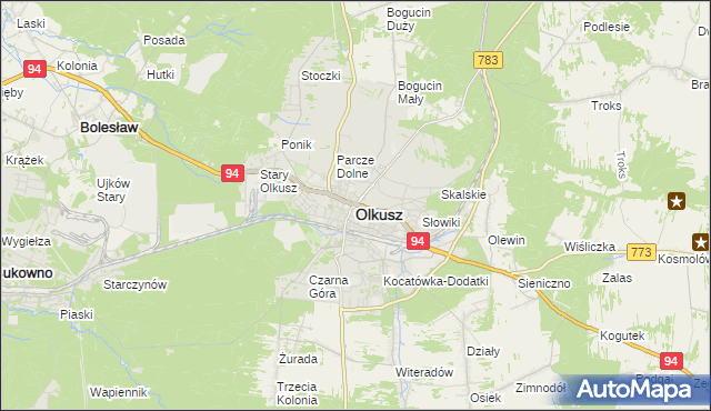 mapa Olkusz, Olkusz na mapie Targeo