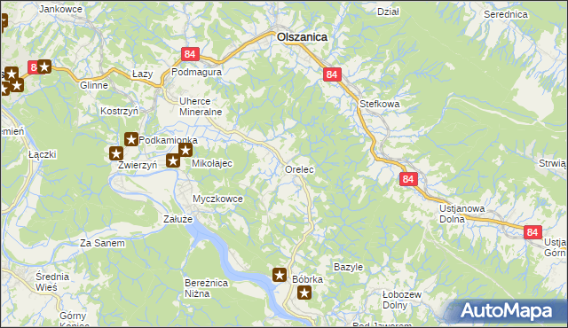 mapa Orelec, Orelec na mapie Targeo
