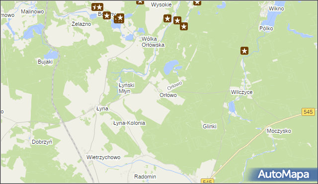 mapa Orłowo gmina Nidzica, Orłowo gmina Nidzica na mapie Targeo