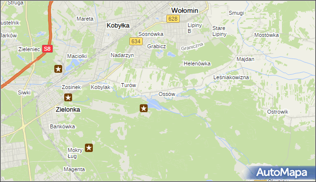 mapa Ossów, Ossów na mapie Targeo