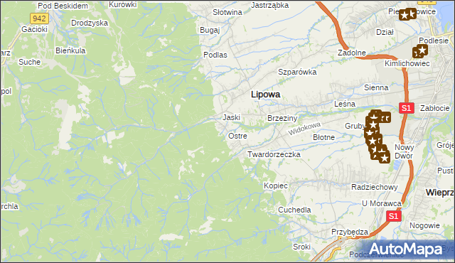 mapa Ostre, Ostre na mapie Targeo