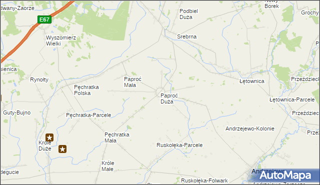 mapa Paproć Duża, Paproć Duża na mapie Targeo