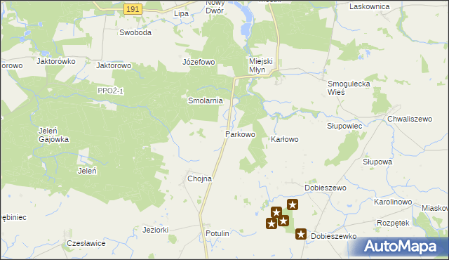 mapa Parkowo gmina Gołańcz, Parkowo gmina Gołańcz na mapie Targeo