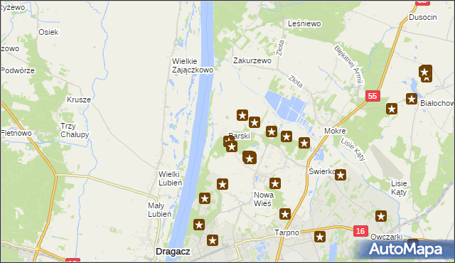 mapa Parski gmina Grudziądz, Parski gmina Grudziądz na mapie Targeo