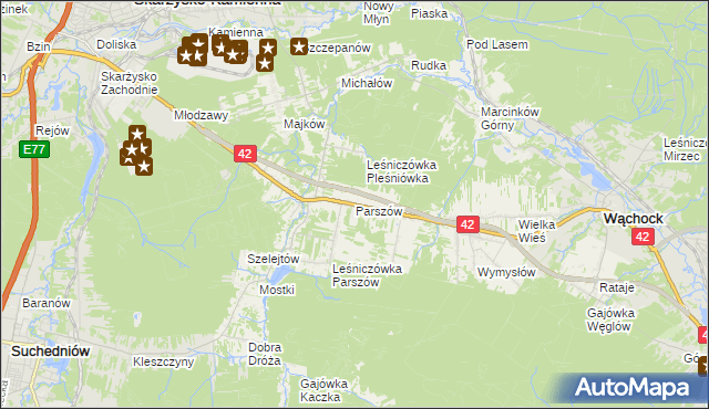 mapa Parszów, Parszów na mapie Targeo