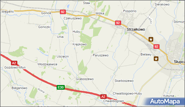 mapa Paruszewo, Paruszewo na mapie Targeo