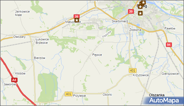 mapa Pępice gmina Skarbimierz, Pępice gmina Skarbimierz na mapie Targeo