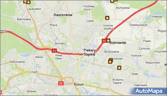 mapa Piekary Śląskie, Piekary Śląskie na mapie Targeo