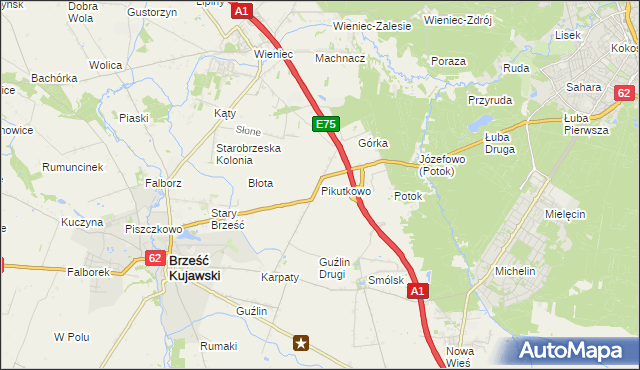 mapa Pikutkowo, Pikutkowo na mapie Targeo