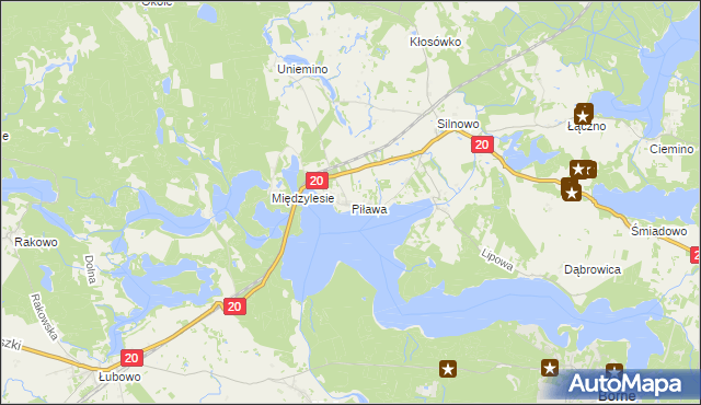mapa Piława gmina Borne Sulinowo, Piława gmina Borne Sulinowo na mapie Targeo