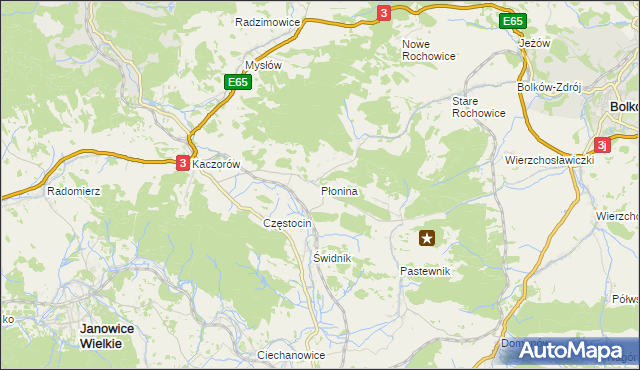 mapa Płonina gmina Bolków, Płonina gmina Bolków na mapie Targeo